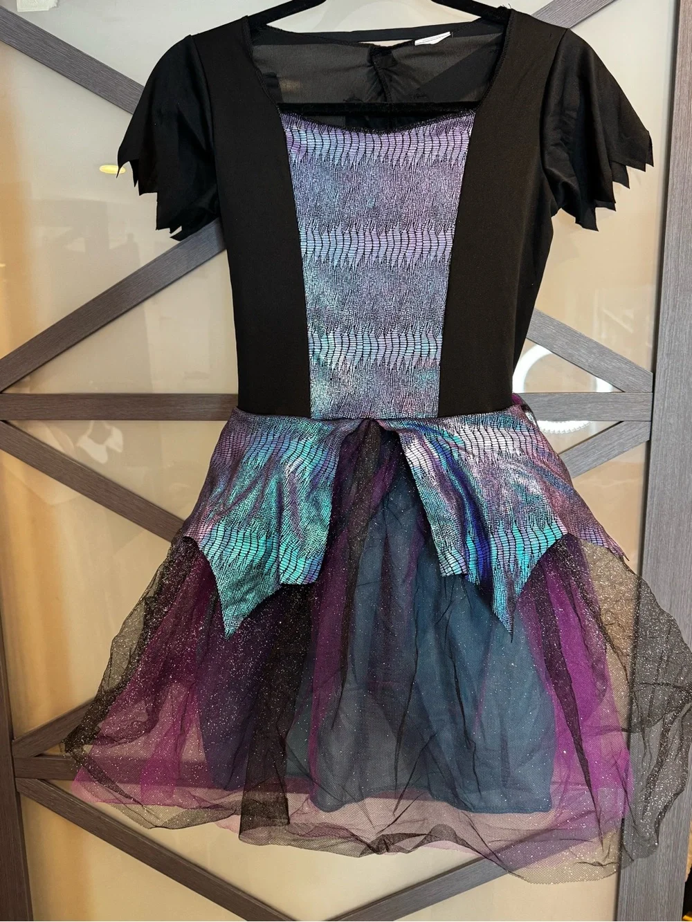 Two Girls Iridescent Purple & Teal Dragon & Witch Costume Dress